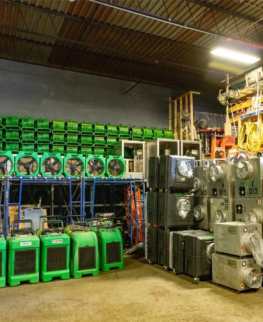 Green Island Group Corp organized tools and equipment yard for construction, demolition, and restoration projects